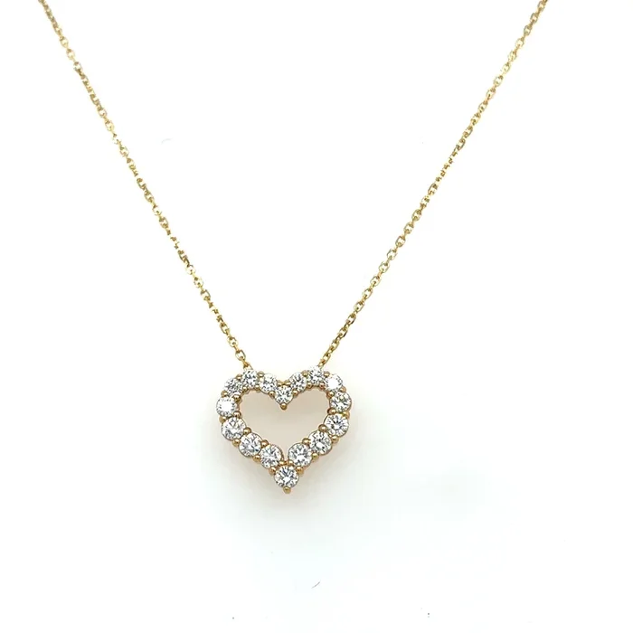 14K Yellow Gold Round Shape Diamond Heart Pendant (.50ctw)