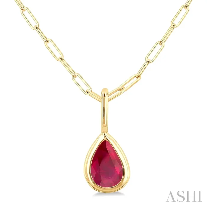 14K Yellow Gold Ruby Solitaire Pendant