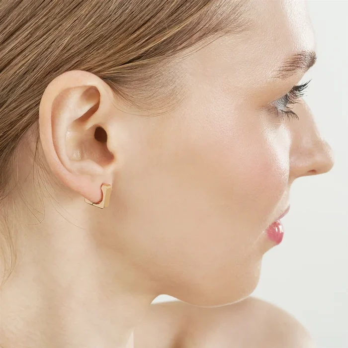 14K Yellow Gold Small Square Hoop Earrings