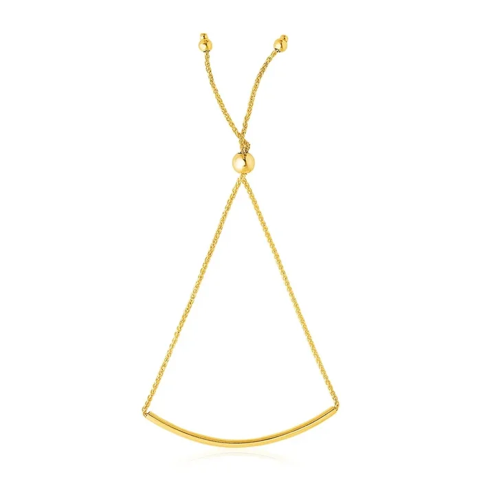 14k Yellow Gold Smooth Curved Bar Lariat Design Bracelet (0.80 mm)