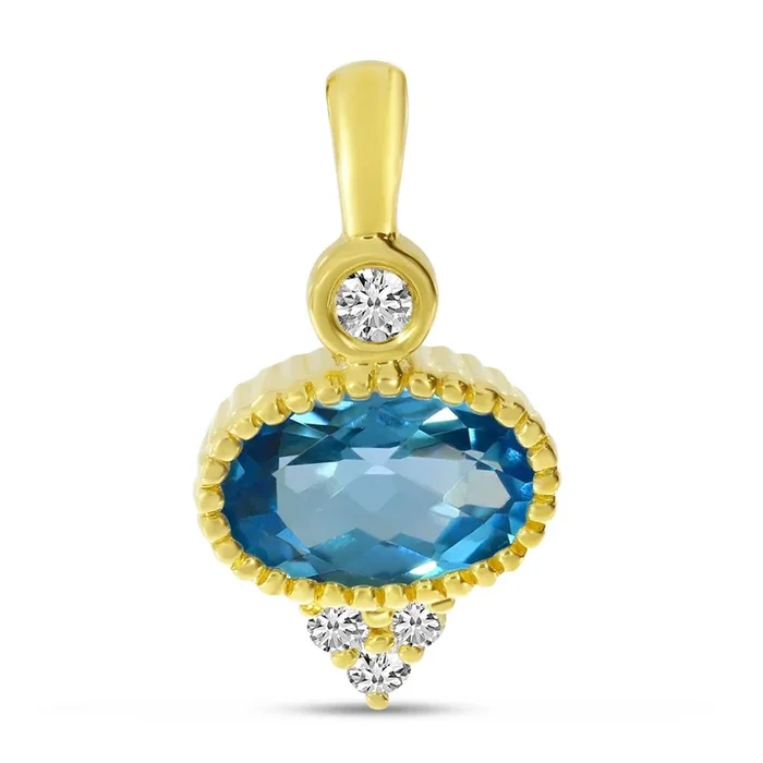 14K Yellow Gold Topaz Contemporary Pendant