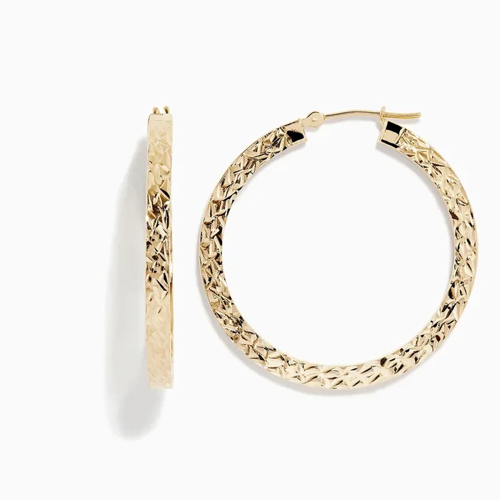 14K Yellow Gold Tube Hoop Earrings