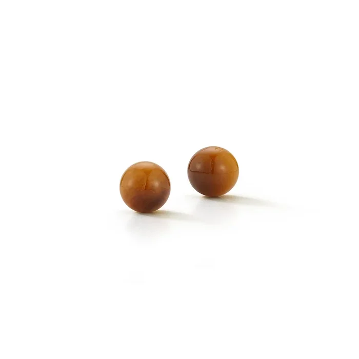 14kt 6mm Tigers Eye Studs