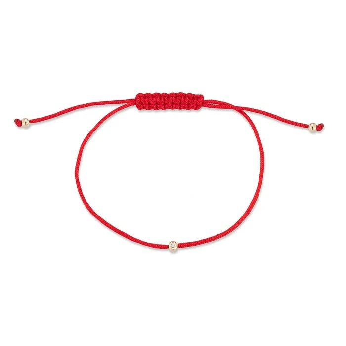 14kt Diamond Dot on Red Nylon Bracelet – Women