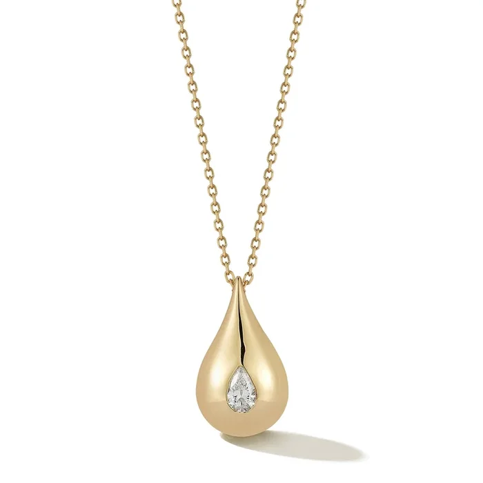 14kt Diamond Water Droplet Necklace