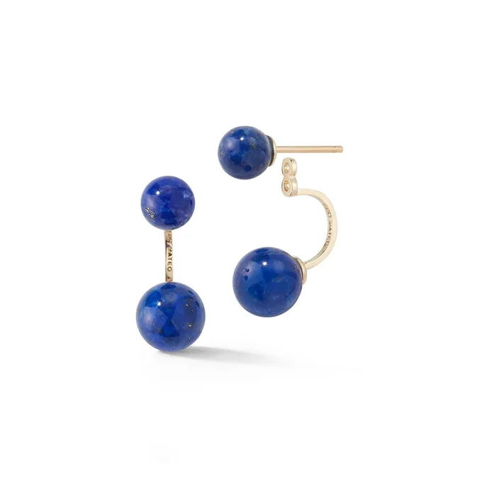 14kt Gold Lapis Ear Jacket Earrings