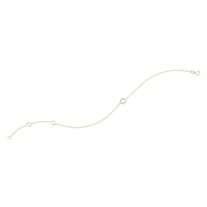 *14kt Gold Mini Diamond Circle Chain Bracelet