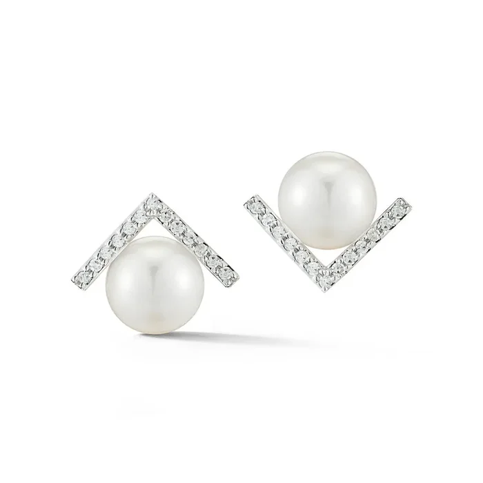14kt Gold Right Angle Pearl Stud