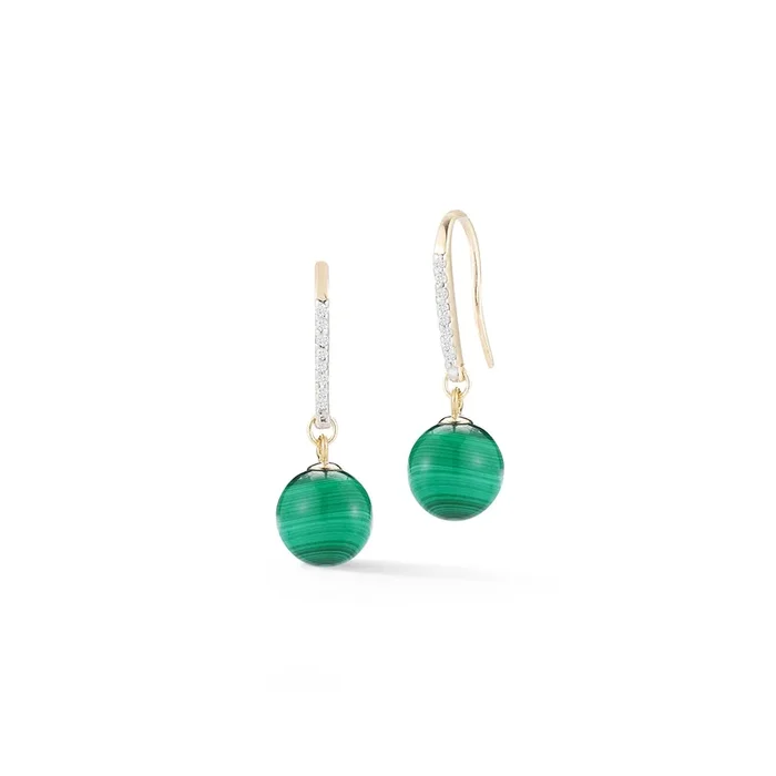 14kt Gold Single Malachite Drop Earrings