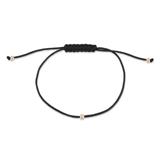 14kt Diamond Dot on Black Nylon Bracelet – Women