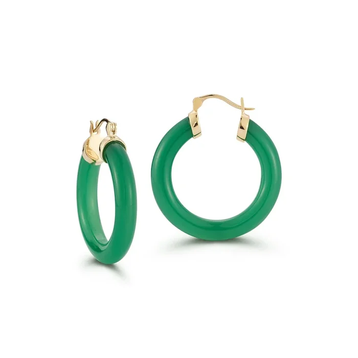 14kt Green Chalcedony Hoops