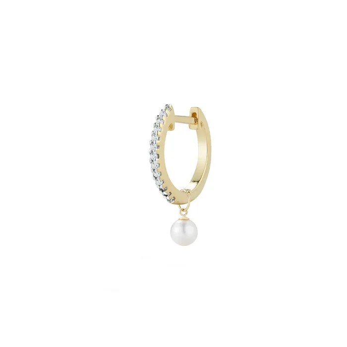 14kt Men’s Single Diamond Huggie with Detachable Pearl Drop