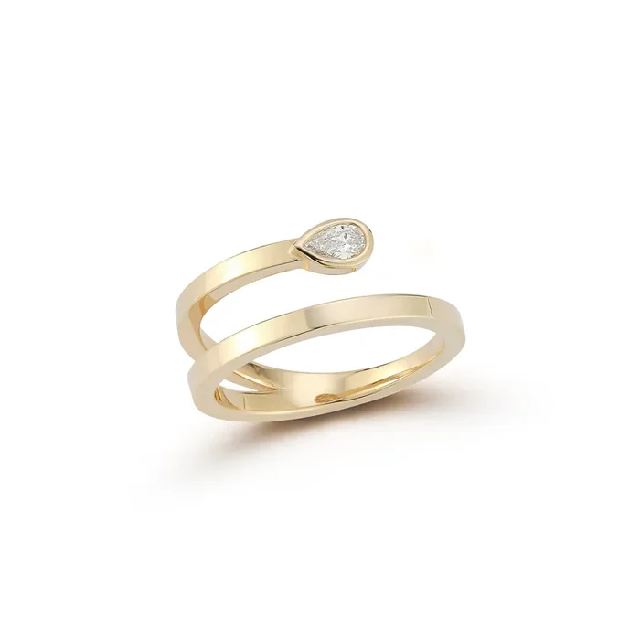 14kt Pear Diamond Spiral Ring