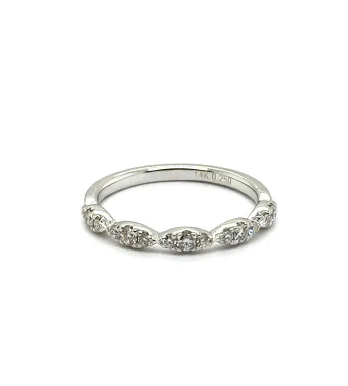14kt White Gold 0.25Ctw Diamond Stackable Wedding Band