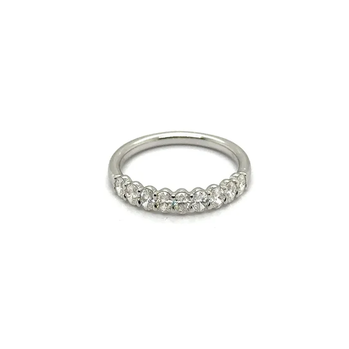 14kt White Gold 0.90Ctw Shared Prong Oval Diamond Stackable Wedding Band