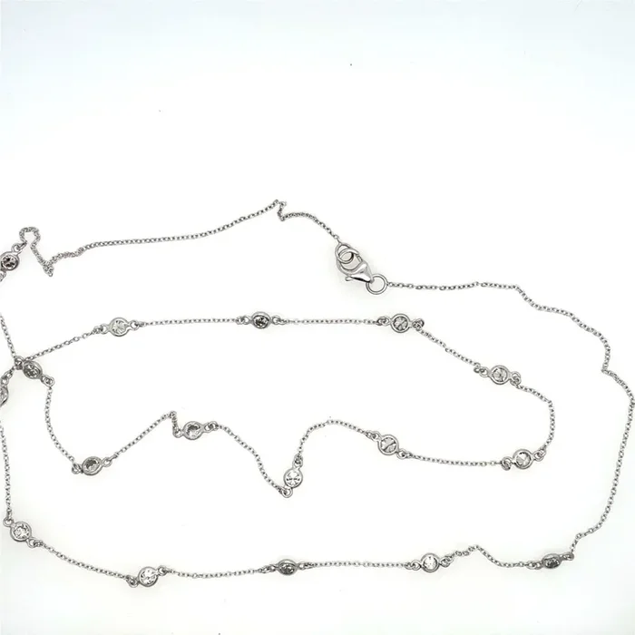 14kt White Gold 24 Inch Diamonds By The Yard Necklace