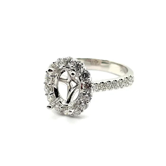 14kt White Gold 8.5×6.5Mm Oval Diamond Semi-Mount