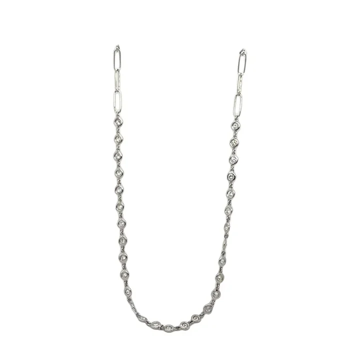 14kt White Gold Diamond By The Yard Style Necklace