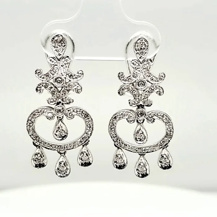 14Kt White Gold Diamond Chandelier Earrings