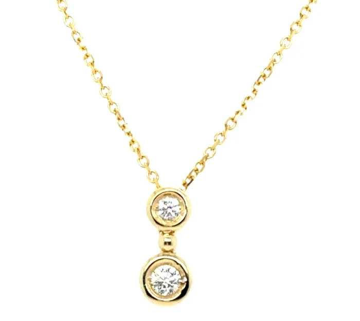 14kt Yellow Gold 0.44 Ctw Diamond Drop Pendant Necklace