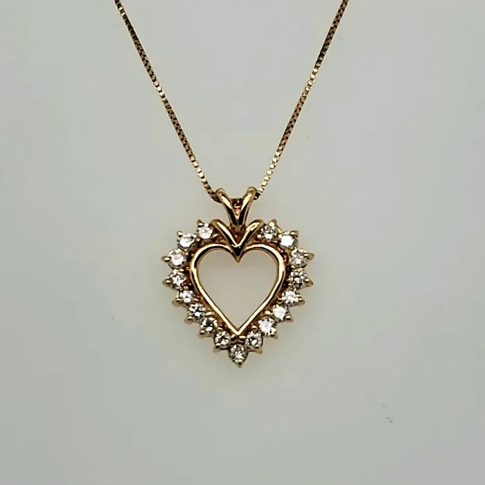 14kt Yellow Gold and Diamond Heart Pendant