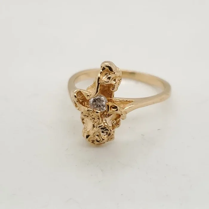 14kt Yellow Gold andDiamond Nugget Ring