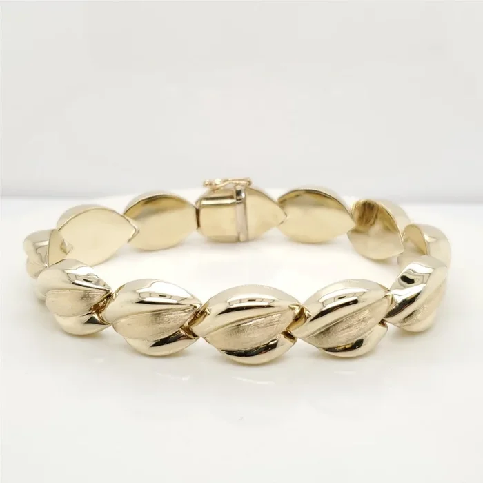 14kt Yellow Gold Dual Finish Link Bracelet