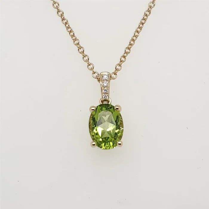 14kt Yellow Gold Peridot and Diamond Pendant