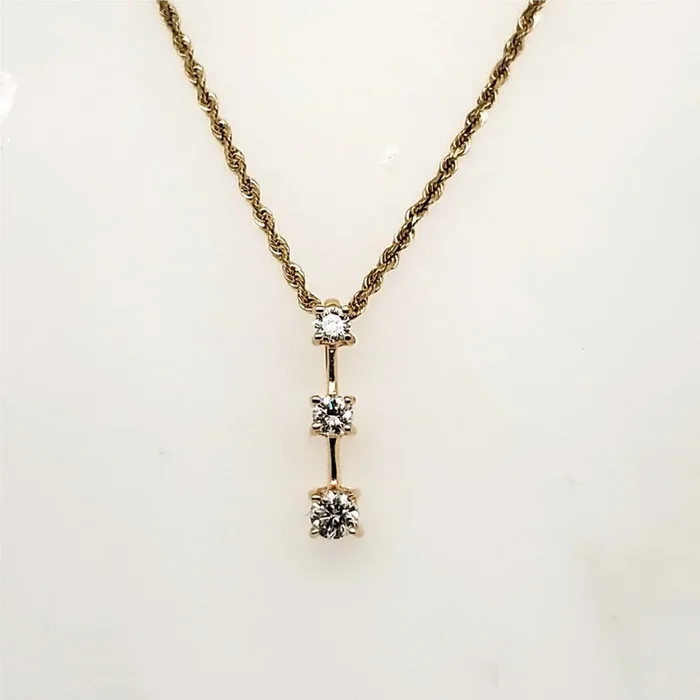 14kt Yellow Gold Three Diamond Journey Pendant Necklace