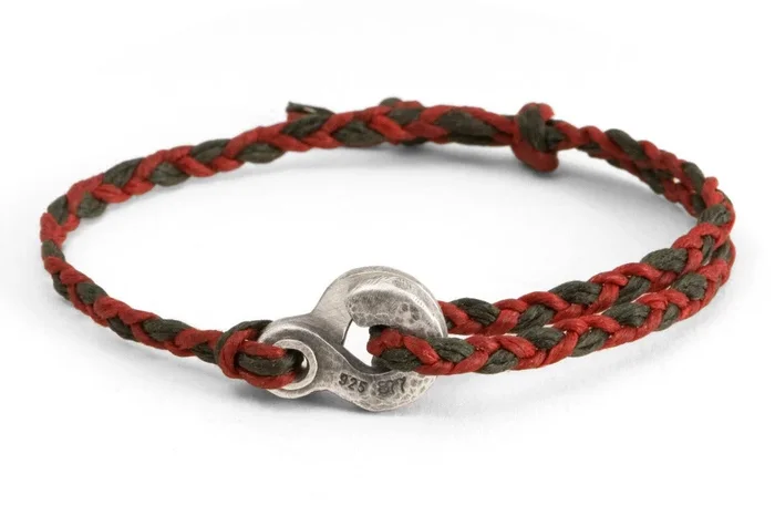 #150 – Men’s bracelet Canvas Double Hook green red