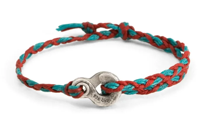 #151 – Men’s bracelet Canvas Double Hook red turquoise