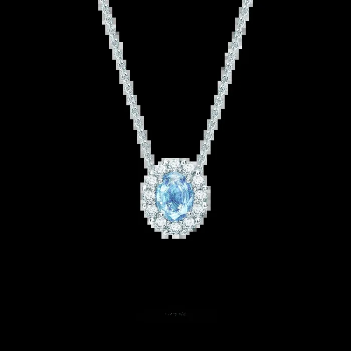 1735 Aquamarine Pendant | In Platinum with Diamonds