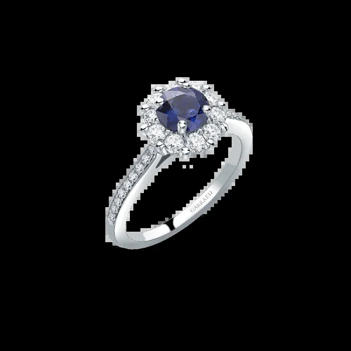 1735 Round Sapphire Ring | In Platinum with Diamonds