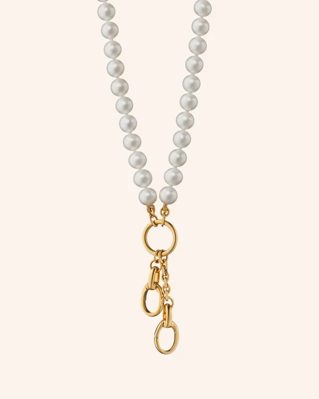 18″ “Design Your Own” Chain Necklace with Freshwater Pearls, 2 Charm Stations