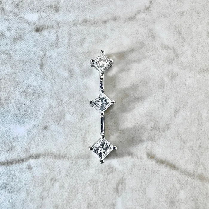 18 Karat White Gold 1/2 Carat Princess Cut Diamond Three-Stone Pendant