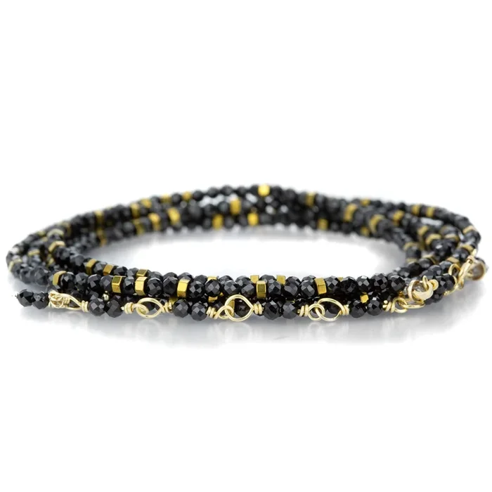 18k Black Spinel Confetti Wrap Bracelet