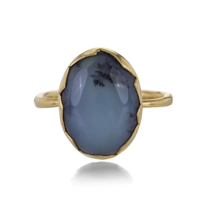 18k Blue Dendritic American Opal Ring