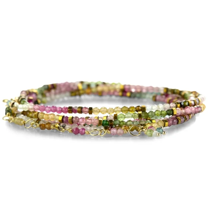 18k Confetti Watermelon Tourmaline Wrap Bracelet