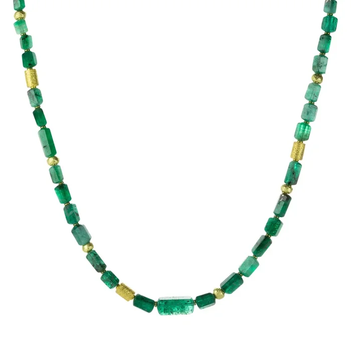 18k Emerald Crystal Bead Necklace