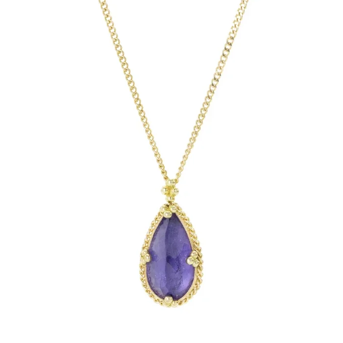 18k Faceted Tanzanite Teardrop Necklace
