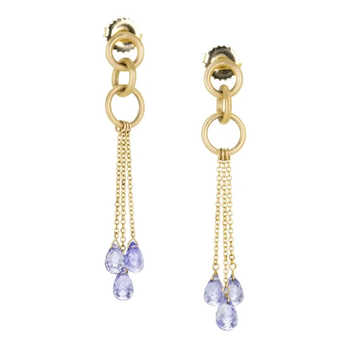 18k Fairy Wing Earrings with Blue Sapphire