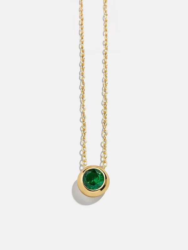 18K Gold Birthstone Pendant Necklace – Emerald