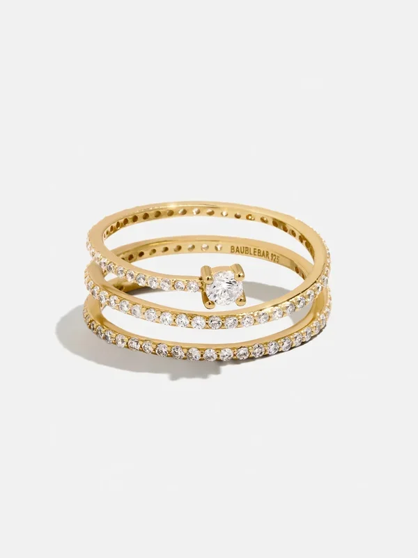 18K Gold Celine Ring – Gold/Pavé
