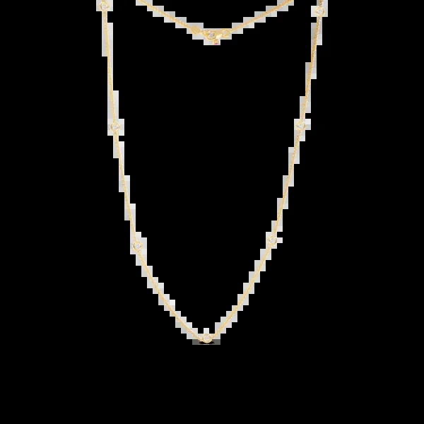 18K GOLD DIAMONDS BY THE INCH 7 STATION NECKLACE