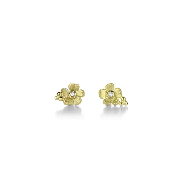 18k Gold Flower Studs