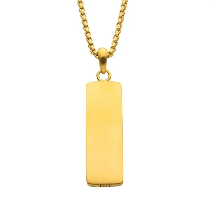 18K Gold IP Engravable Drop Pendant Necklace