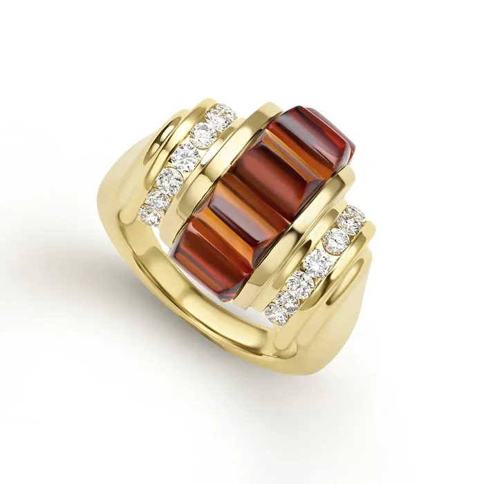 18K Gold Maderia Citrine and Diamond Ring