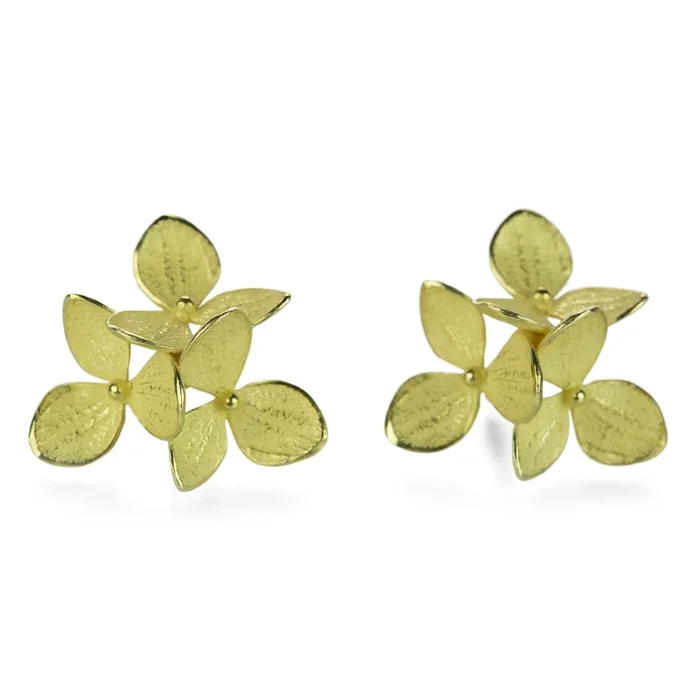 18k Gold Medium Hydrangea Studs