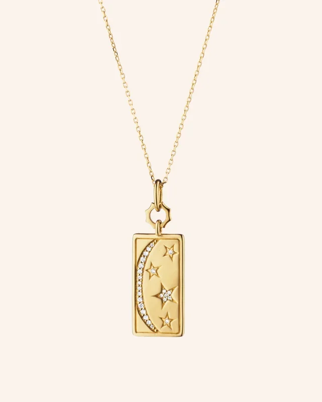 18K Gold Sun, Moon and Stars Anniversary Necklace With Diamonds