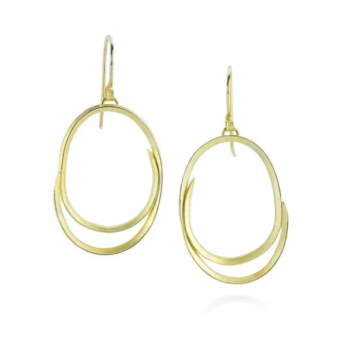 18k Large Oval Swirl Earrings